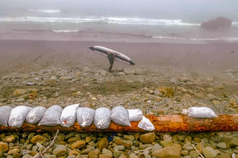 Bagged Seaweed on The Beach